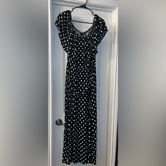 Lane Bryant Black and White Off-Shoulder Maxi Sundress - Picture 2 of 5